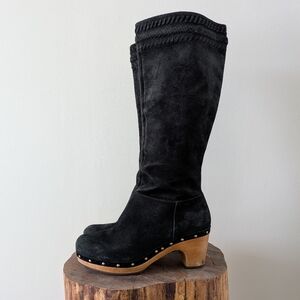 UGG Rosabella Black Suede Leather Clog Boots Size 7
